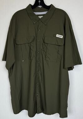 Magellan Green Button Up Short Sleeve Shirt Men's 2XL